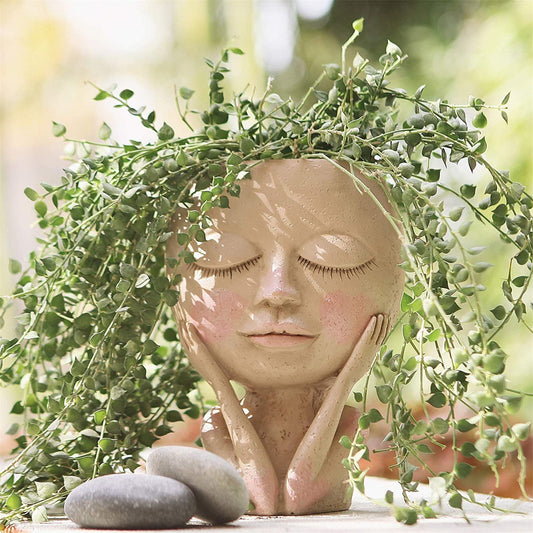 Girls Face Head Flower Planter Succulent Plant Vase