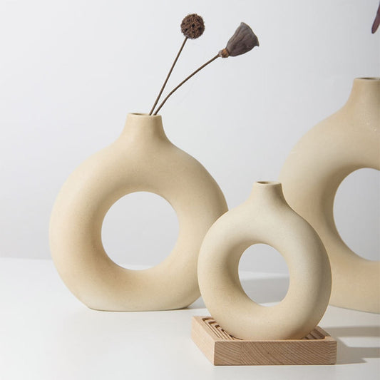 Yellow Donut Shaped Vase For Stylish Flower Display