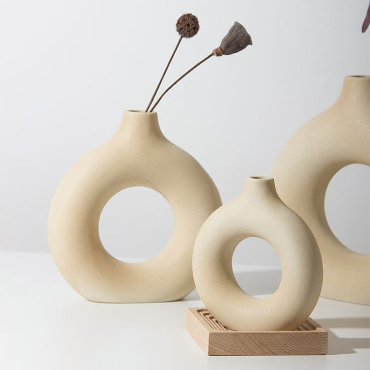 Yellow Donut Shaped Vase For Stylish Flower Display