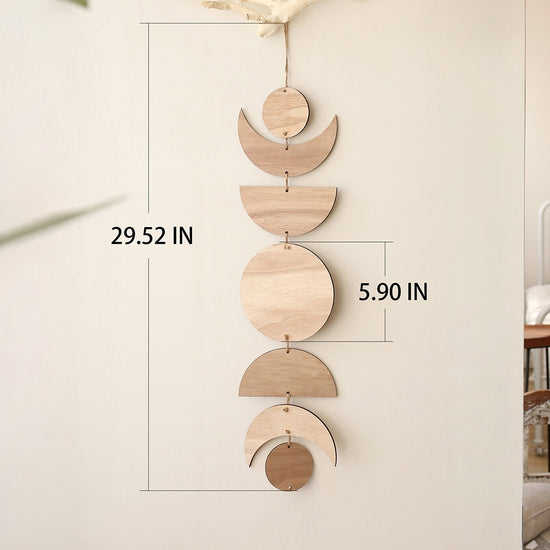Hanging Wooden Moon Phase Wall Decoration - MAHOGANY STREET