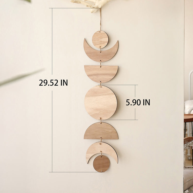Hanging Wooden Moon Phase Wall Decoration - MAHOGANY STREET
