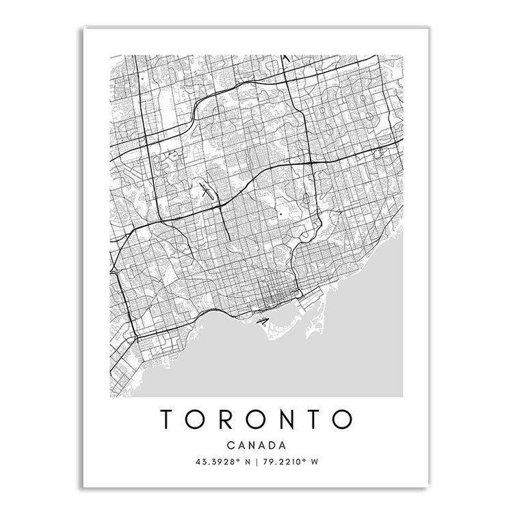World Cities Map Canvas Prints - MAHOGANY STREET