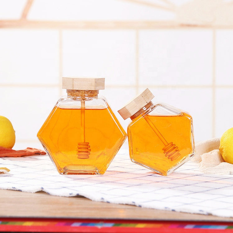 Glass Honey Jar With A Stick Spoon - MAHOGANY STREET