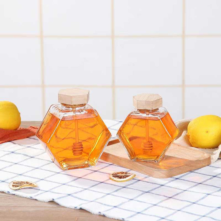 Glass Honey Jar With A Stick Spoon - MAHOGANY STREET