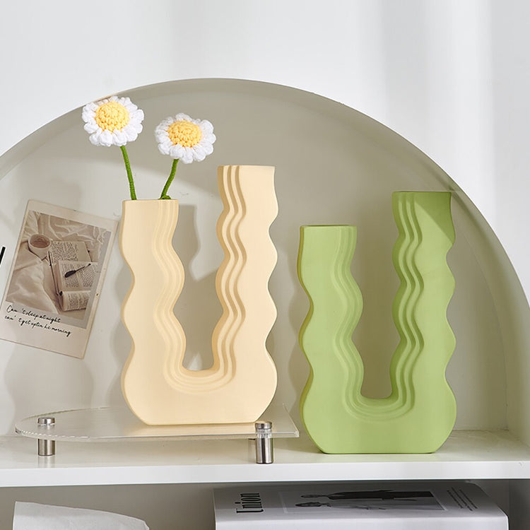 Geometric Style  Pastel Colored Ceramic Vases