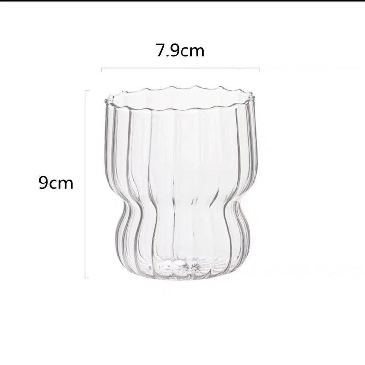 Transparent Ribbed Glass Cups - Set of 4
