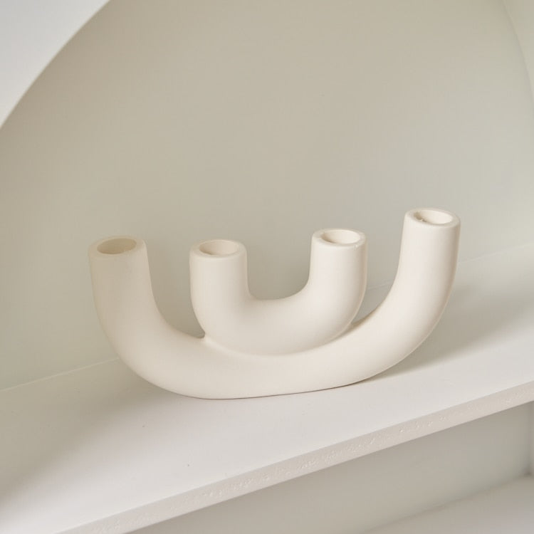 White Ceramic Nordic Candle Holders - MAHOGANY STREET