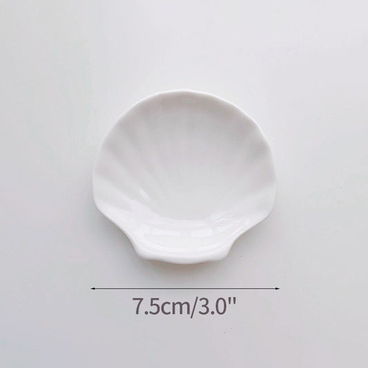 White Ceramic Shell Storage Trays - MAHOGANY STREET