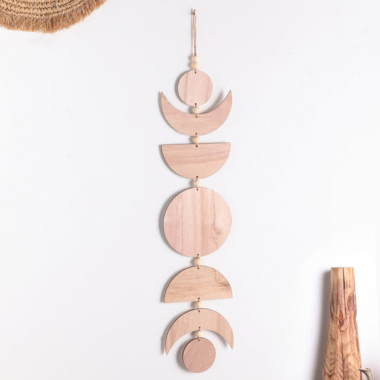 Hanging Wooden Moon Phase Wall Decoration - MAHOGANY STREET