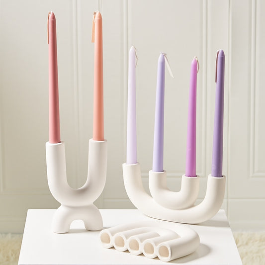 White Ceramic Nordic Candle Holders - MAHOGANY STREET