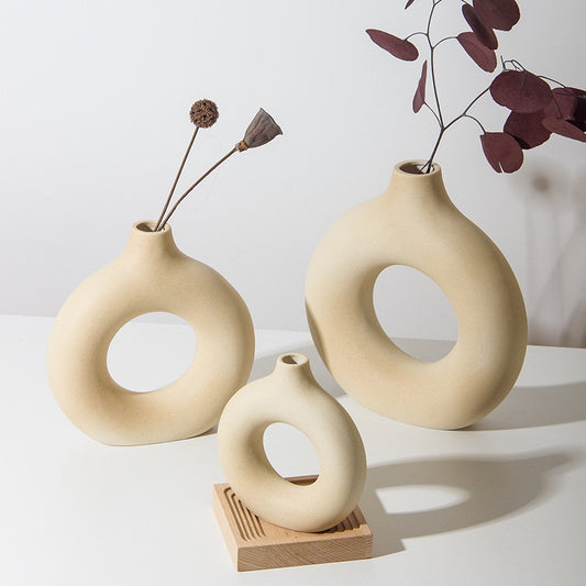 Yellow Donut Shaped Vase For Stylish Flower Display