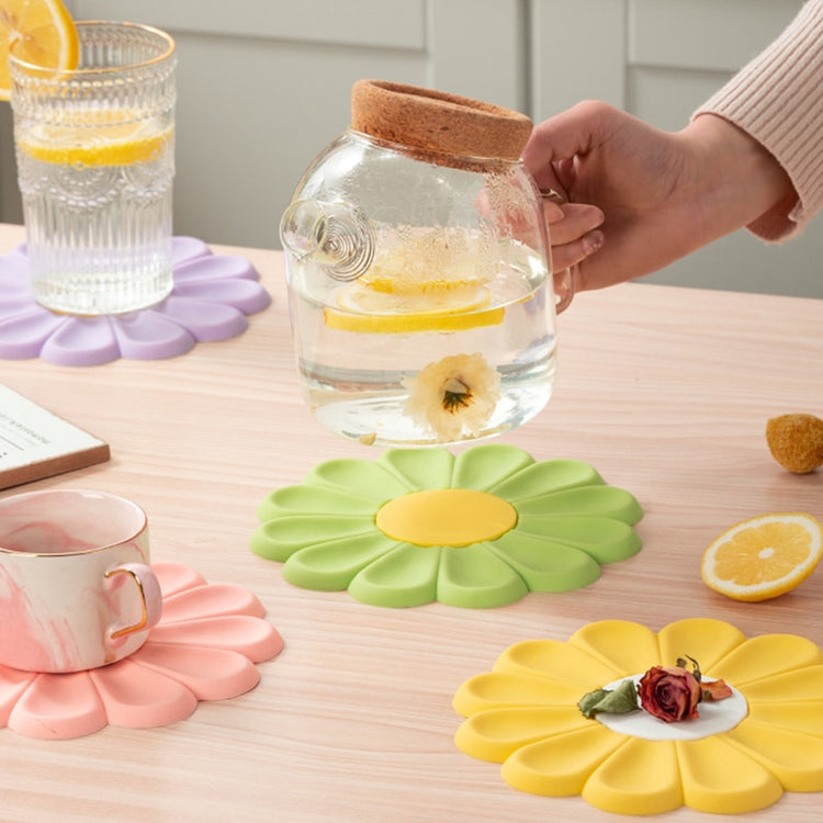 Daisy Shape Silicone Table Coasters - set of 2