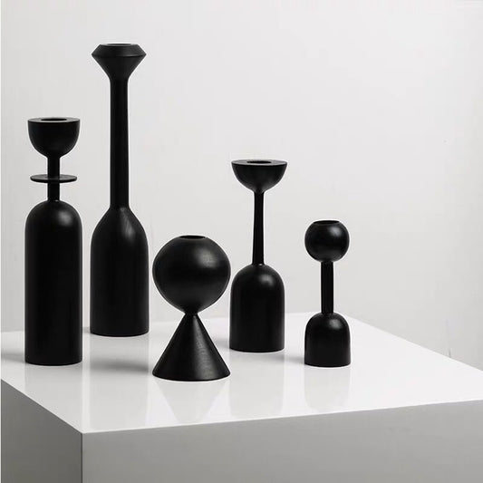 Black Wood Nordic Candleholders - MAHOGANY STREET