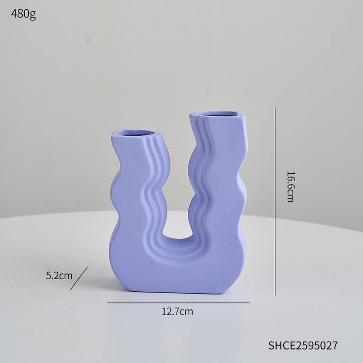 Geometric Style  Pastel Colored Ceramic Vases