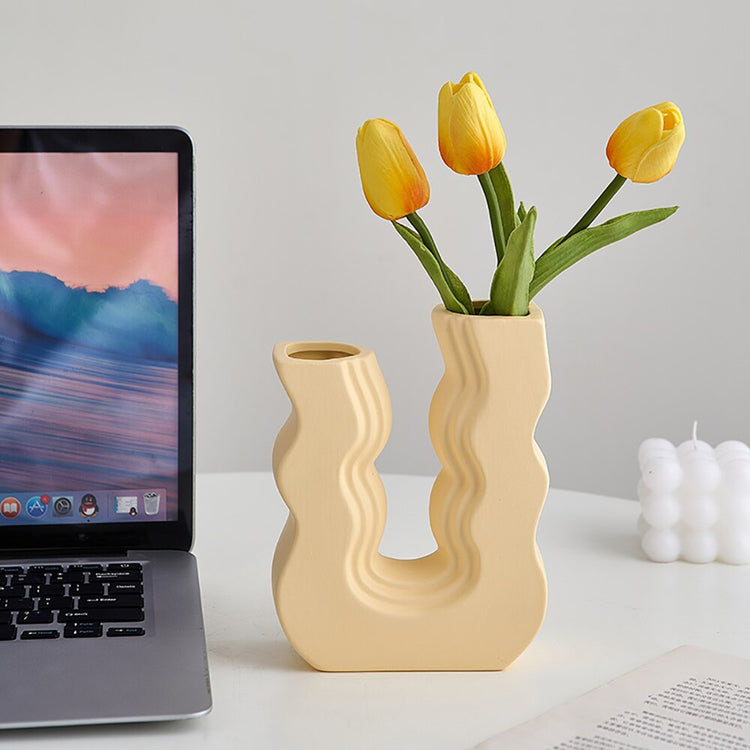 Geometric Style  Pastel Colored Ceramic Vases