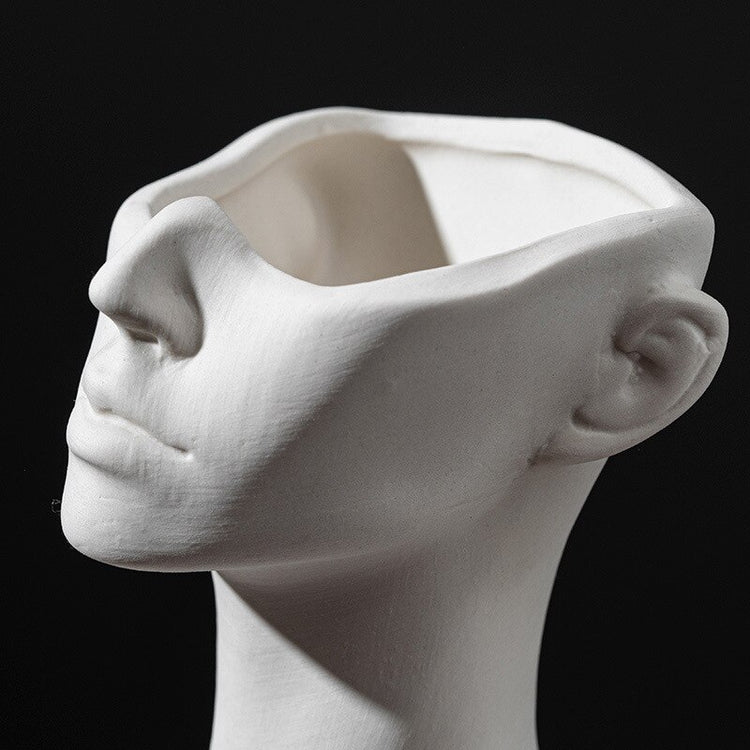Half Bust White Ceramic Flower Vases