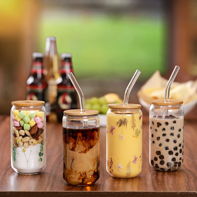 Glass Cups With A Lid And Glass Straws - MAHOGANY STREET