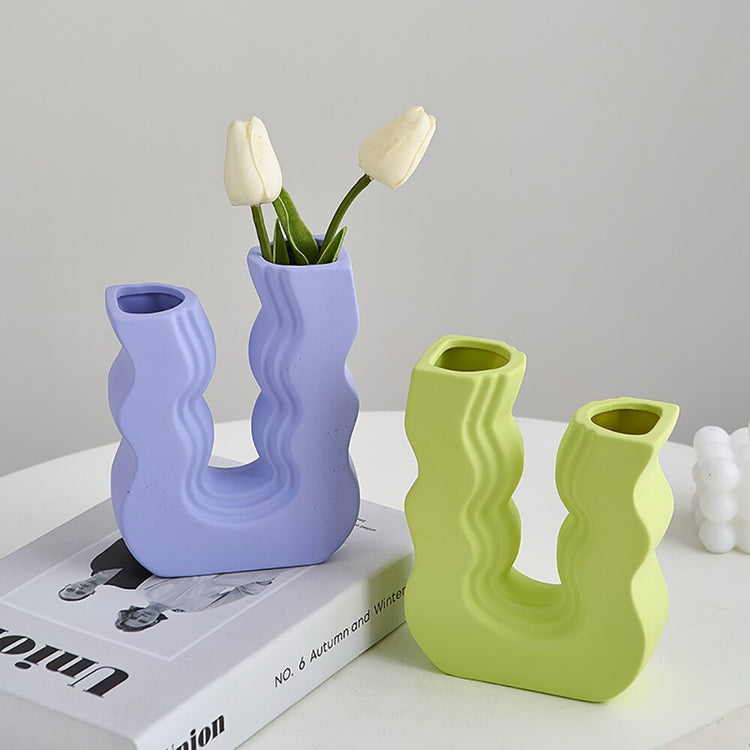 Geometric Style  Pastel Colored Ceramic Vases