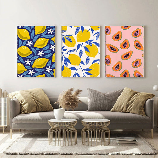 Colorful Lemon Papaya Canvas Prints - MAHOGANY STREET