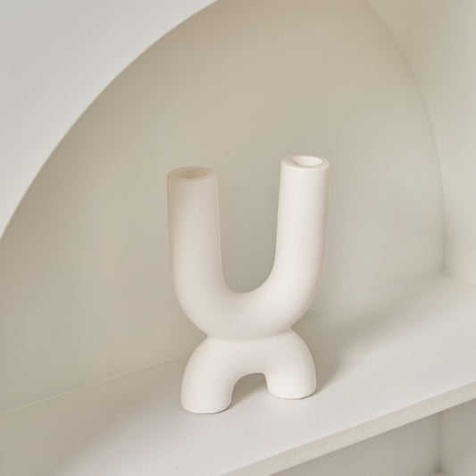 White Ceramic Nordic Candle Holders - MAHOGANY STREET
