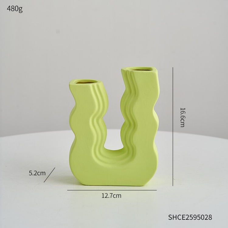 Geometric Style  Pastel Colored Ceramic Vases