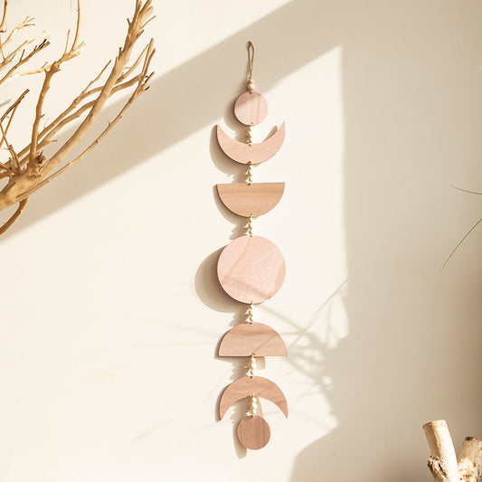 Hanging Wooden Moon Phase Wall Decoration - MAHOGANY STREET