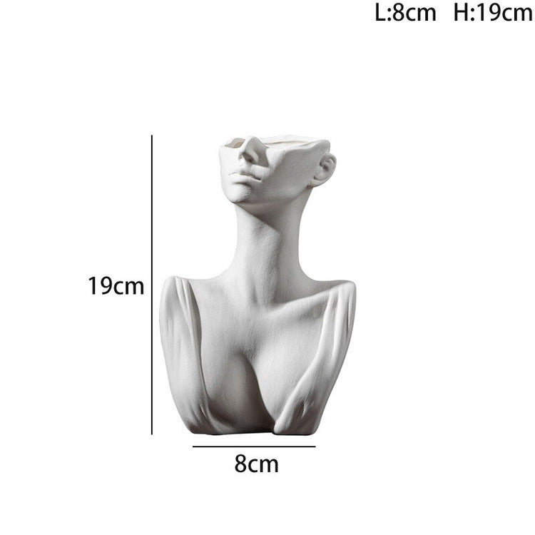 Half Bust White Ceramic Flower Vases