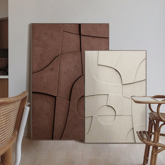 3D Feel Geometric Beige Canvas Artwork - MAHOGANY STREET