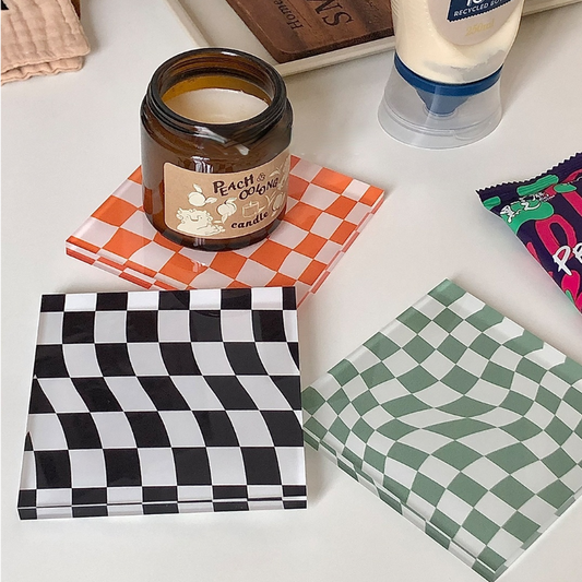 Gingham Print Coasters - Set of 3 - MAHOGANY STREET