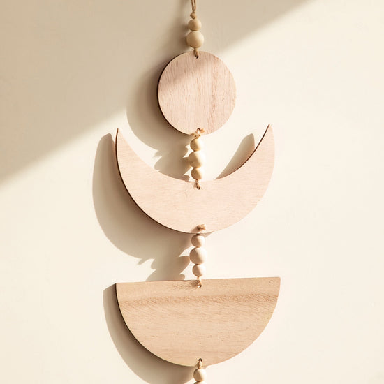 Hanging Wooden Moon Phase Wall Decoration - MAHOGANY STREET