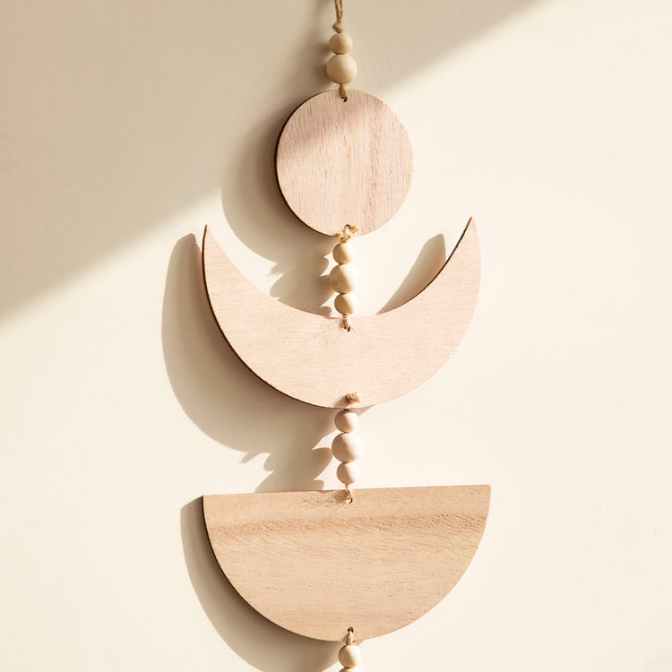 Hanging Wooden Moon Phase Wall Decoration - MAHOGANY STREET