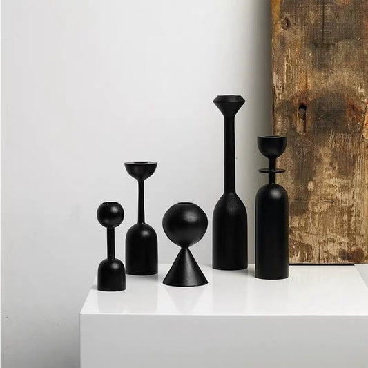 Black Wood Nordic Candleholders - MAHOGANY STREET