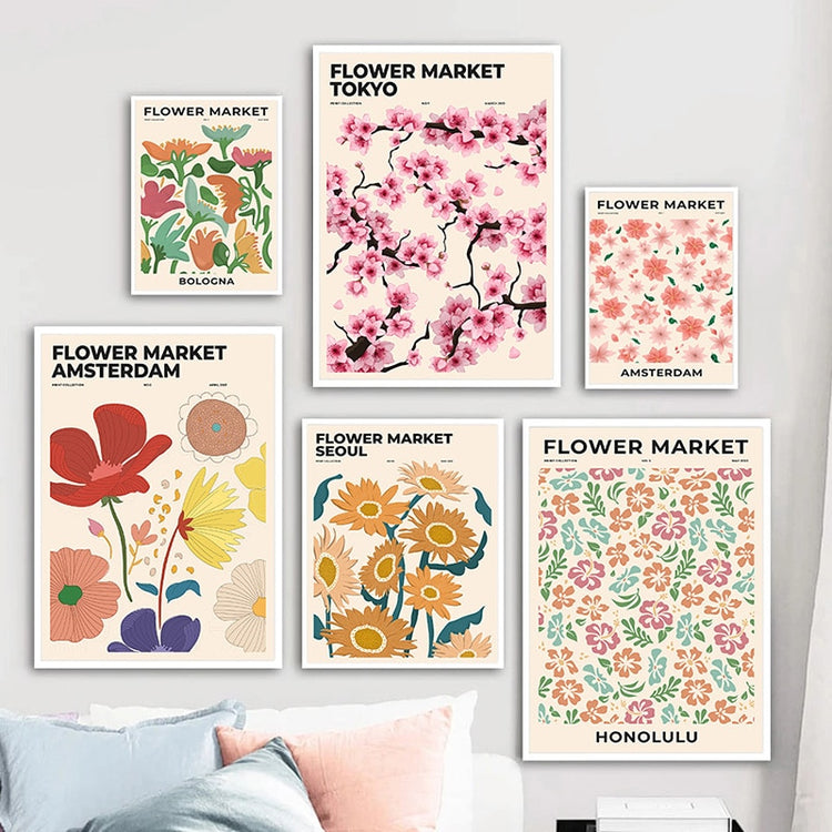 Flower Market Cities Botanical Canvas Posters