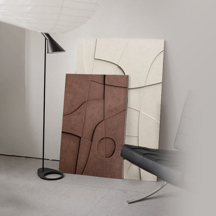 3D Feel Geometric Beige Canvas Artwork - MAHOGANY STREET