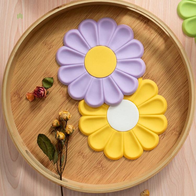 Daisy Shape Silicone Table Coasters - set of 2