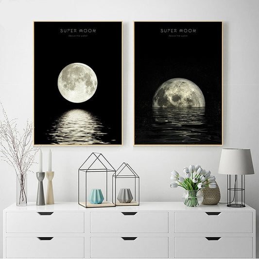 Minimalist Style Moon Phases Canvas Artworks - MAHOGANY STREET