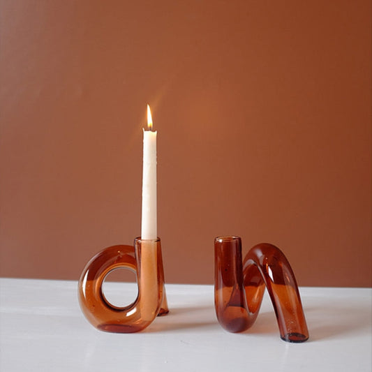 Amber Glass Candle Holder - MAHOGANY STREET