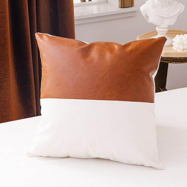 Cushion Covers With Faux Leather Details - MAHOGANY STREET