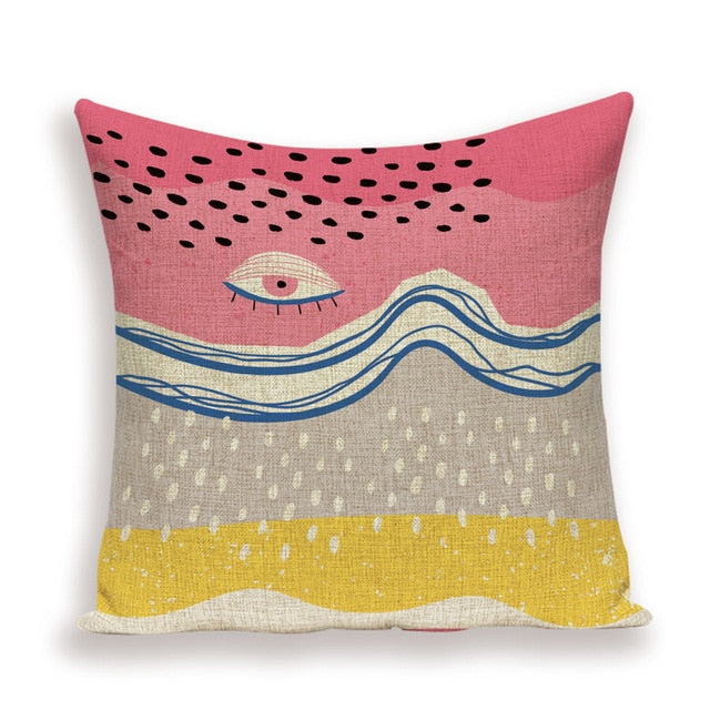 Eye Decorated Linen Cushion Covers - MAHOGANY STREET