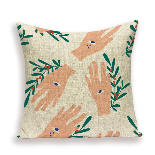 Eye Decorated Linen Cushion Covers - MAHOGANY STREET