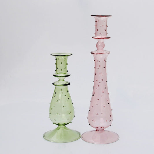 Tall Glass Vintage Candle Holders - MAHOGANY STREET