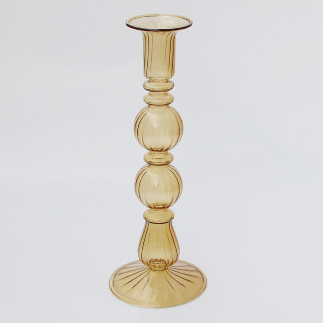 Tall Glass Vintage Candle Holders - MAHOGANY STREET