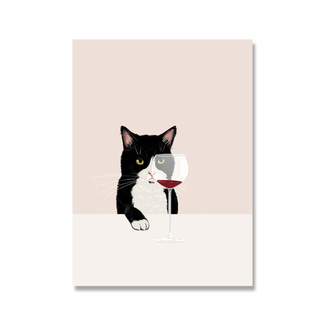 Cats Drinking Wine Canvas Prints - MAHOGANY STREET
