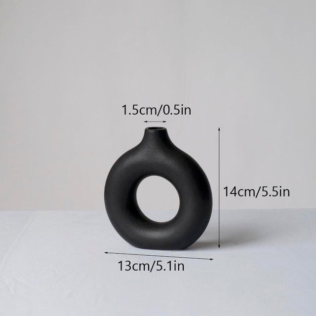 Black Ceramic Doughnut Vases - MAHOGANY STREET