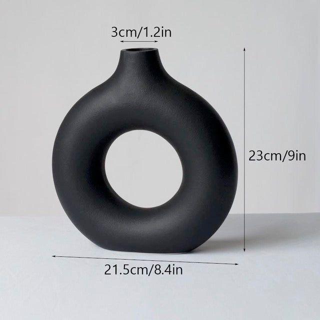 Black Ceramic Doughnut Vases - MAHOGANY STREET