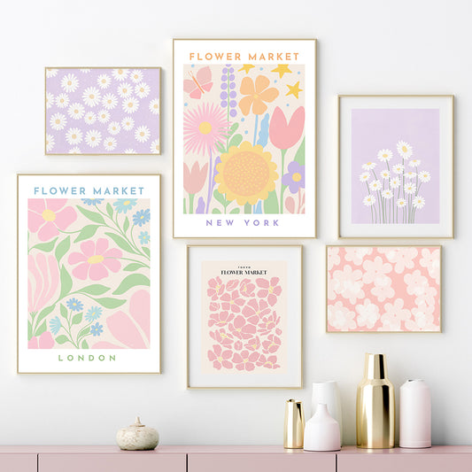 Fresh Pastel Flower Canvas Prints - MAHOGANY STREET