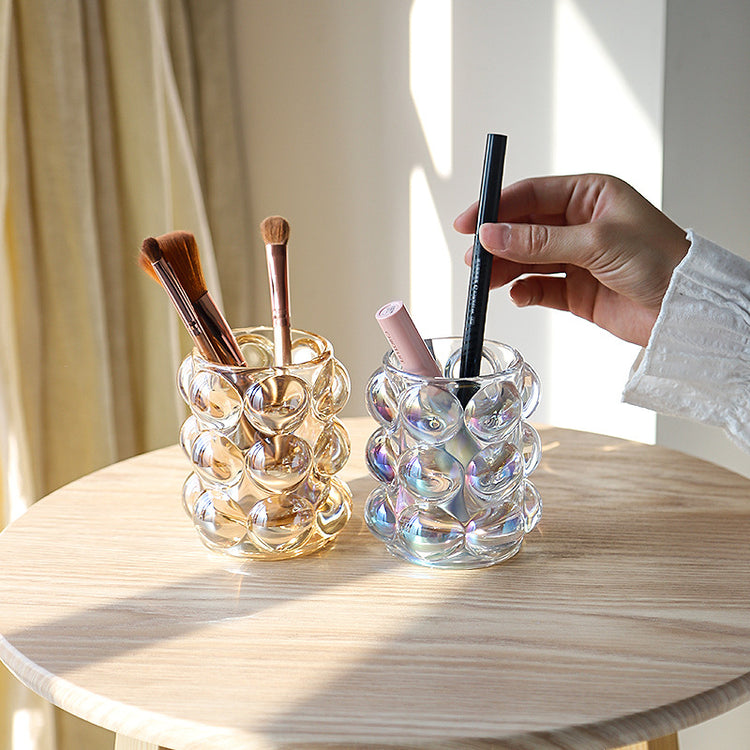 Chunky Bubble Glass Storage Holder - MAHOGANY STREET
