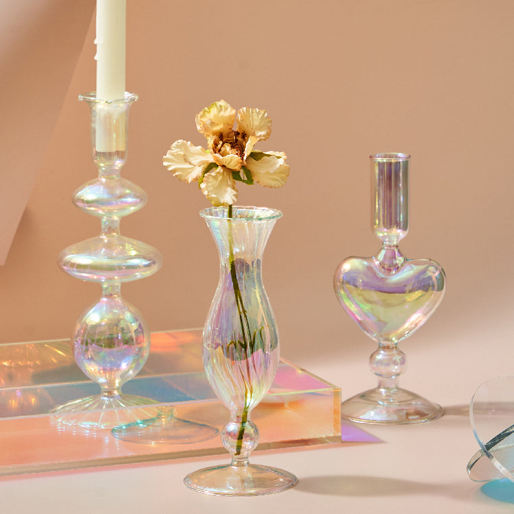 Shimmery Rainbow Iridescent Candle Holders - MAHOGANY STREET