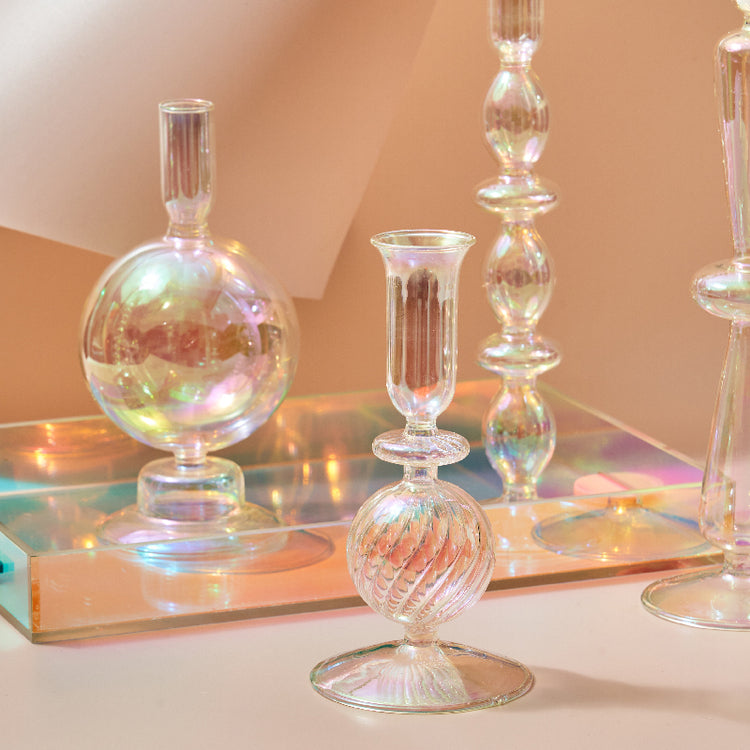Shimmery Rainbow Iridescent Candle Holders - MAHOGANY STREET