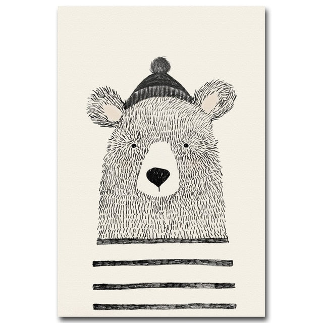 Cartoon Drawings Canvas Prints For Kids Room - MAHOGANY STREET
